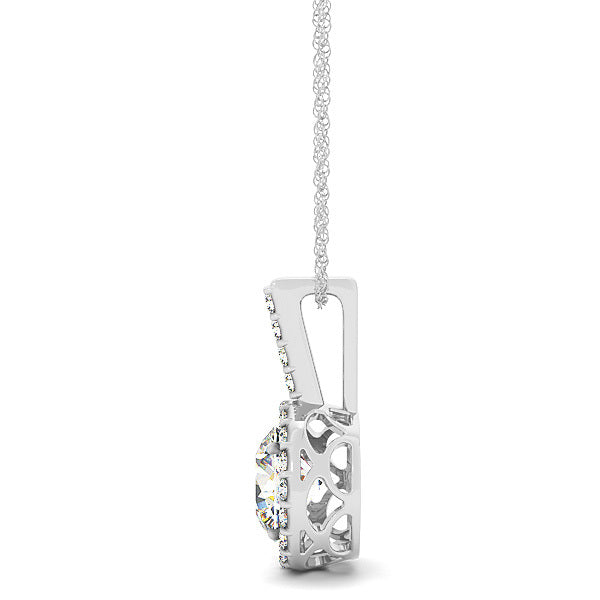 Platinum Round Diamond Halo Pendant | 3/8 ct tw