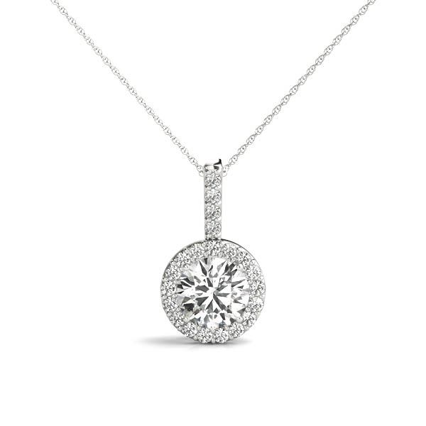 Platinum Round Diamond Halo Pendant