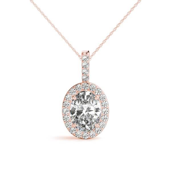 Rose Gold 1/5 CT Diamond Oval Halo Pendant