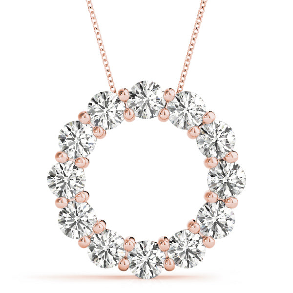 18K Rose Gold Diamond Circle Pendant