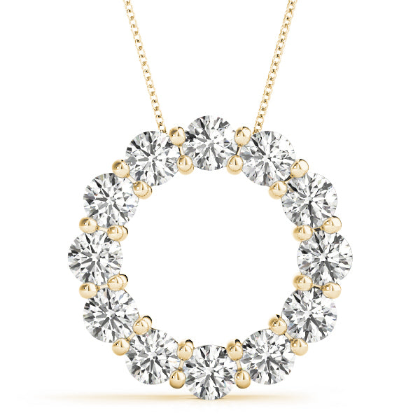 14K Yellow Gold Diamond Circle Pendant