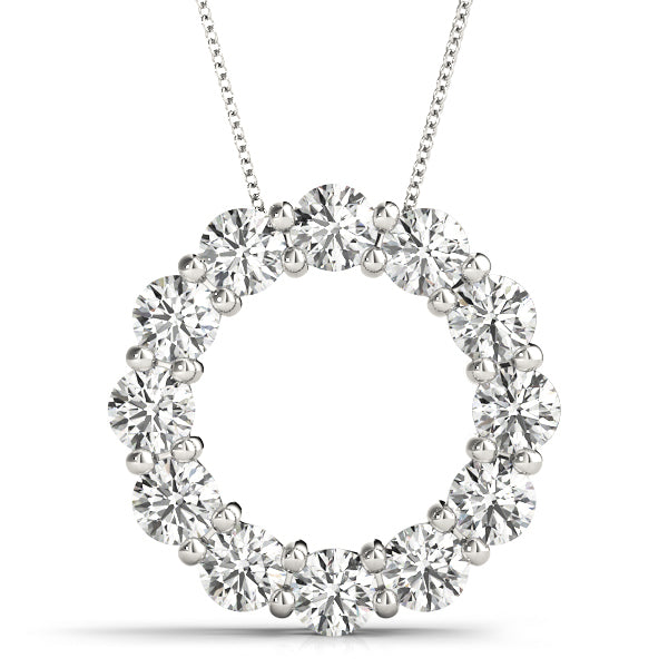 18K White Gold Diamond Circle Pendant