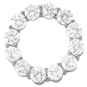 14K White Gold Diamond Circle Pendant - 3 ctw