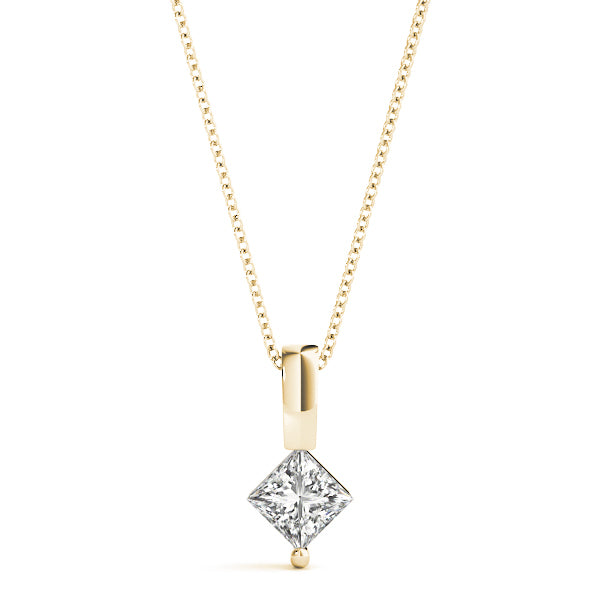 14K Yellow Gold Square Diamond Pendant