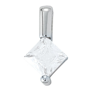 Platinum 1/20 CT Square Diamond Solitaire Pendant