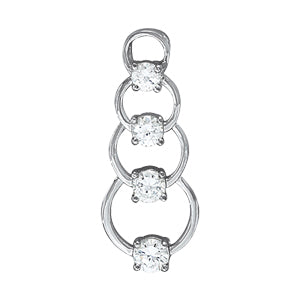18K White Gold Round Diamond Journey Pendant