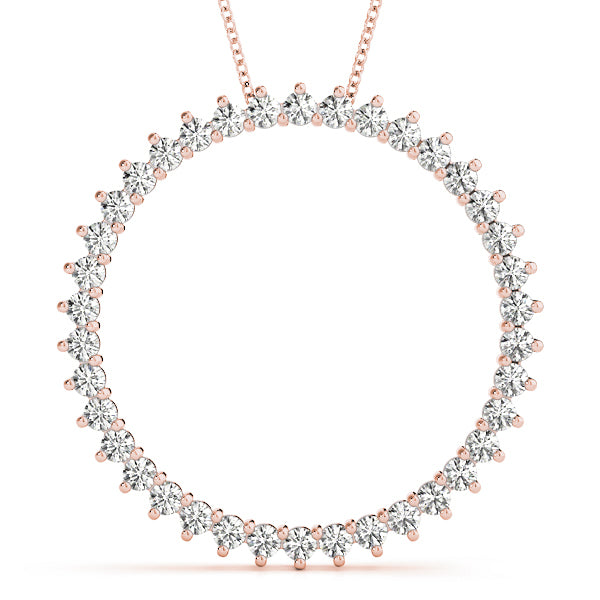 18K Rose Gold Diamond Circle Pendant