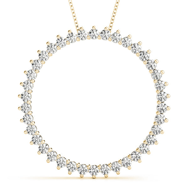 18K Yellow Gold Diamond Circle Pendant