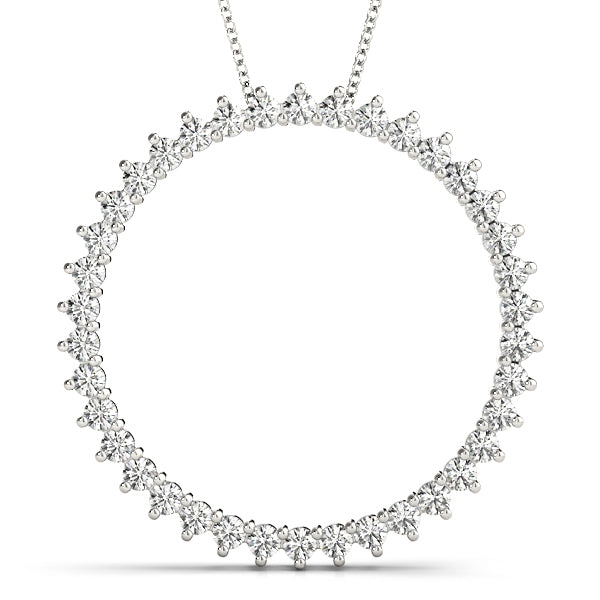 14K White Gold Diamond Circle Pendant