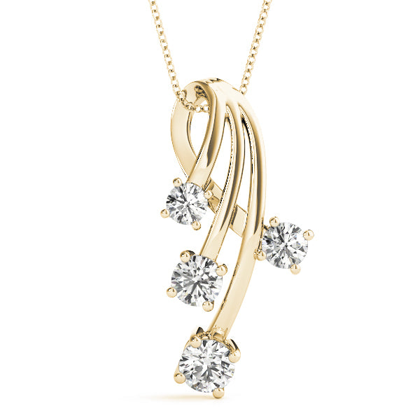 18K Yellow Gold Round Diamond Journey Pendant