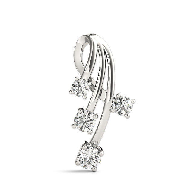 14K White Gold Round Diamond Journey Pendant