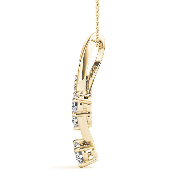 14K Yellow Gold Round Diamond Journey Pendant