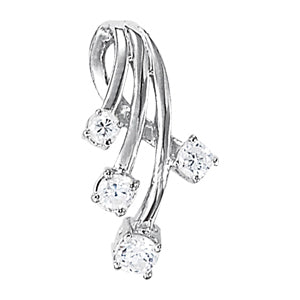 14K White Gold Round Diamond Journey Pendant