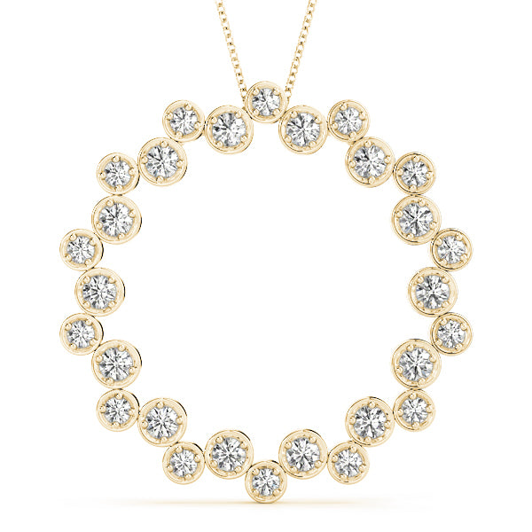 14K Yellow Gold Diamond Circle Pendant
