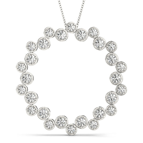 14K White Gold Lab Diamond Circle Pendant