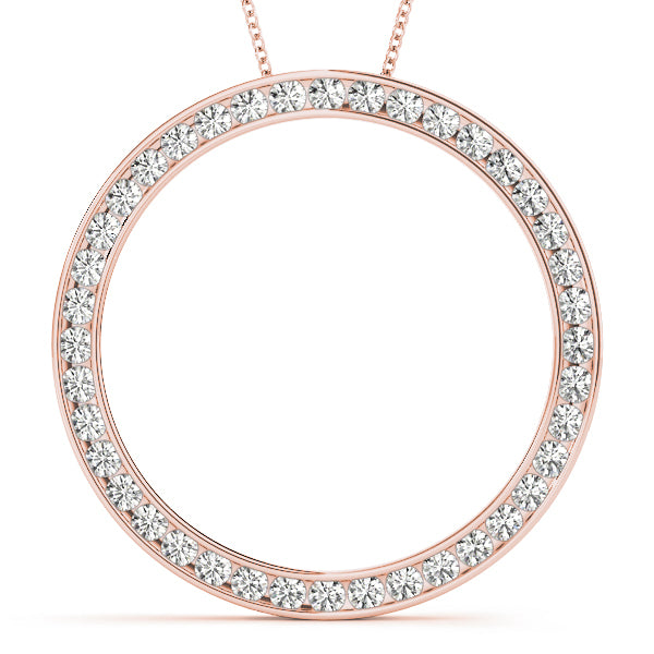 14K Rose Gold Diamond Circle Pendant