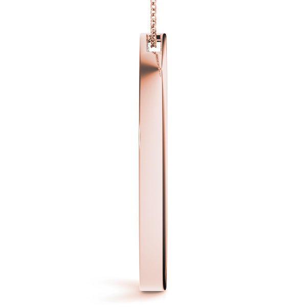 18K Rose Gold Round Diamond Circle Pendant
