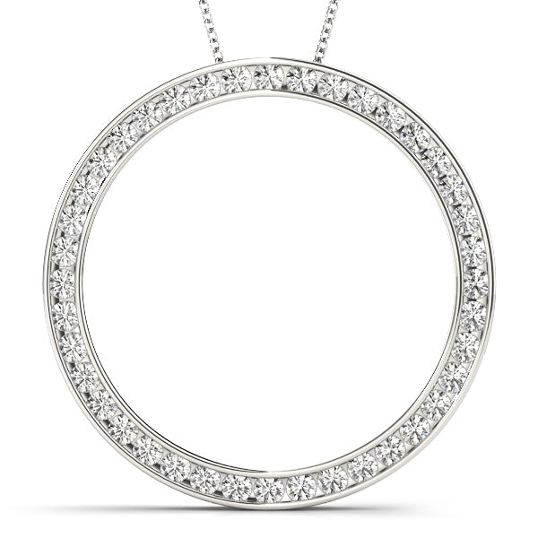 Platinum White Diamond Circle Pendant