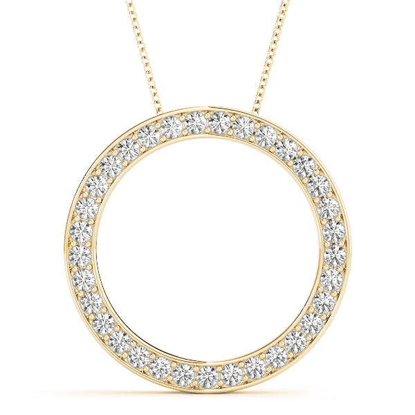 14K Yellow Gold Diamond Circle Pendant