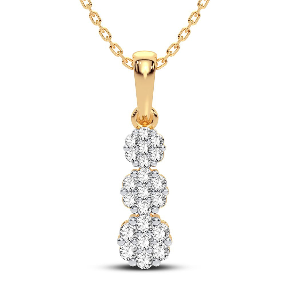 14K Yellow Gold Lab Diamond Floral Pendant Necklace