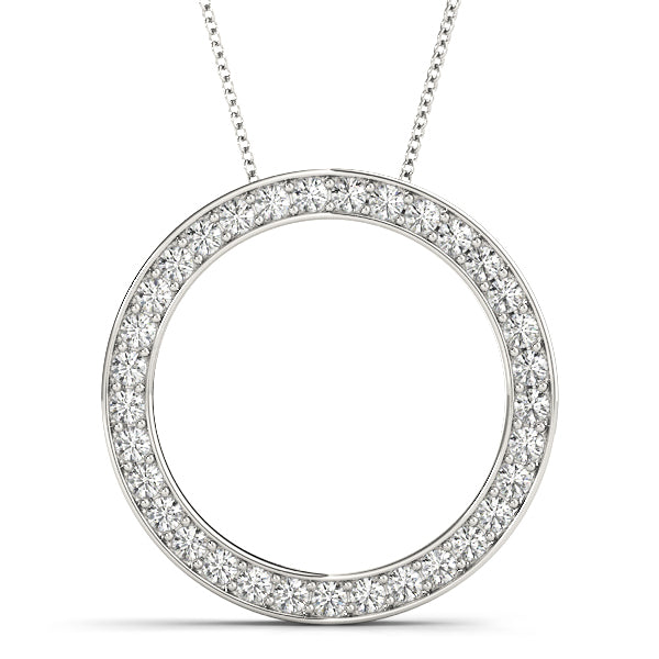 Platinum White Diamond Circle Pendant
