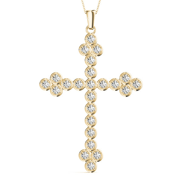 18K Yellow Gold Diamond Cross Pendant