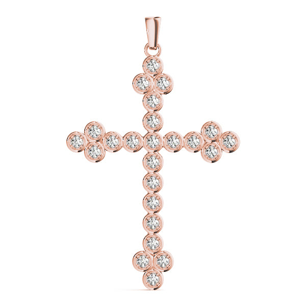 Rose Gold Diamond Cross Pendant | Religious Jewelry