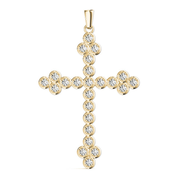 14K Yellow Gold Diamond Cross Pendant Jewelry