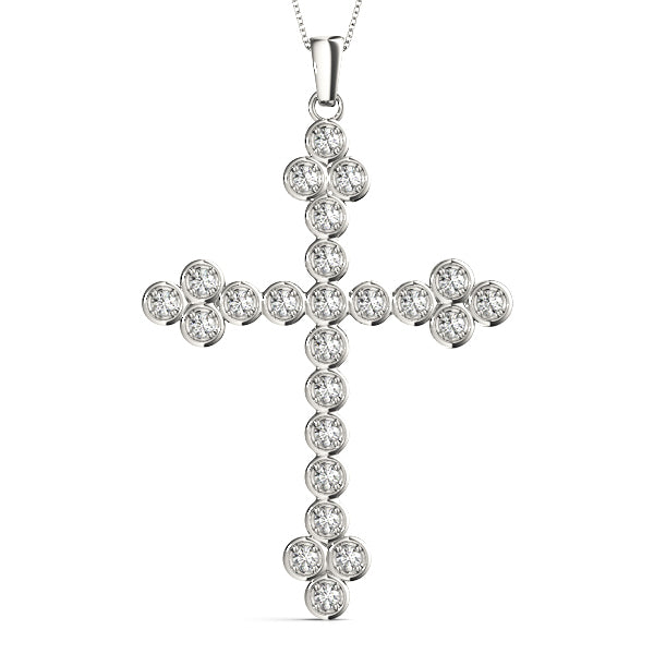 18K White Gold Diamond Religious Cross Pendant