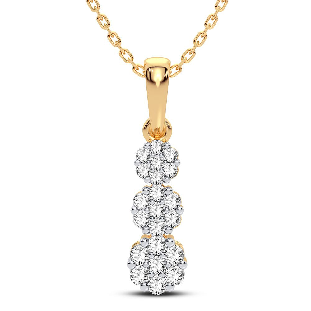 Luminous 14K Yellow Gold Lab Diamond Flower Pendant