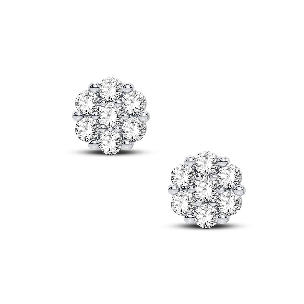 10k Yellow Gold Lab Diamond Flower Stud Earrings for Women
