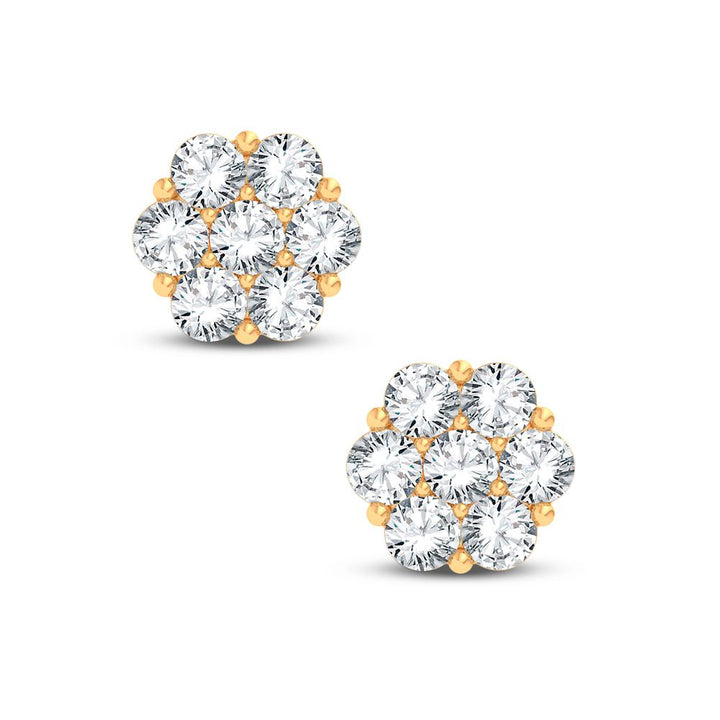 14k Yellow Gold Lab Diamond Flower Stud Earrings for Women