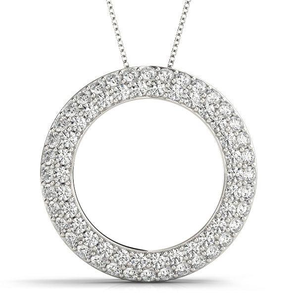 14K White Gold Diamond Circle Pendant
