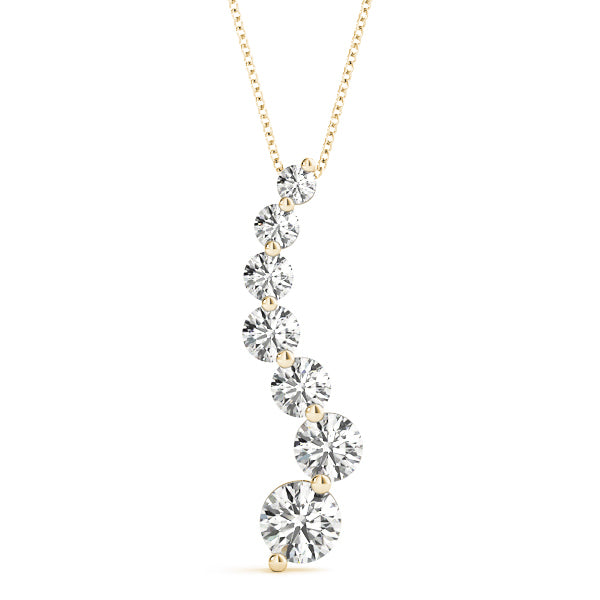 14K Yellow Gold Round Diamond Journey Pendant