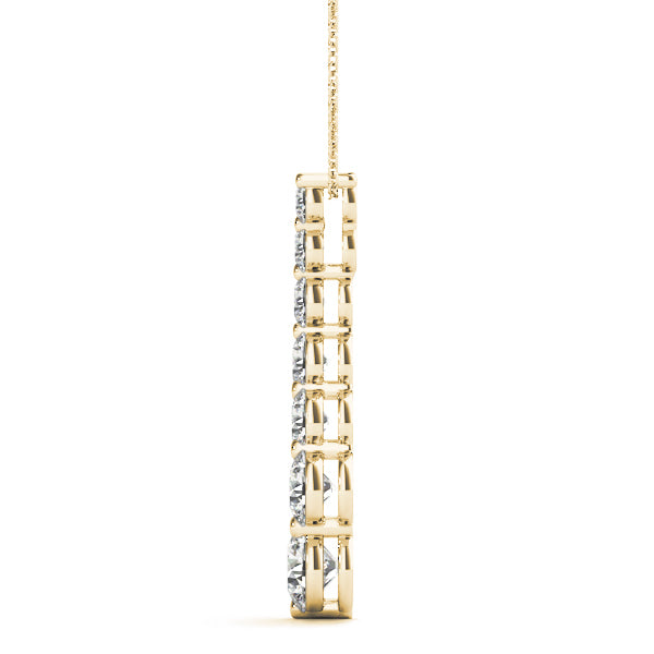 14K Yellow Gold Round Diamond Journey Pendant