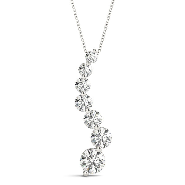 14K White Gold Diamond Journey Pendant
