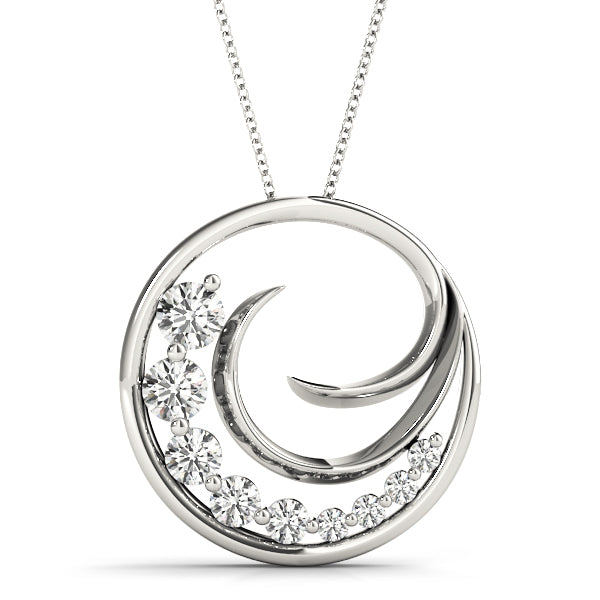 18K White Gold Diamond Journey Pendant