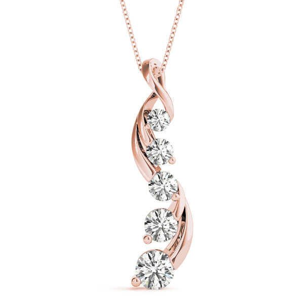14K Rose Gold Diamond Journey Pendant