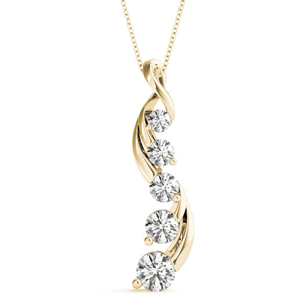 18K Yellow Gold Round Diamond Journey Pendant