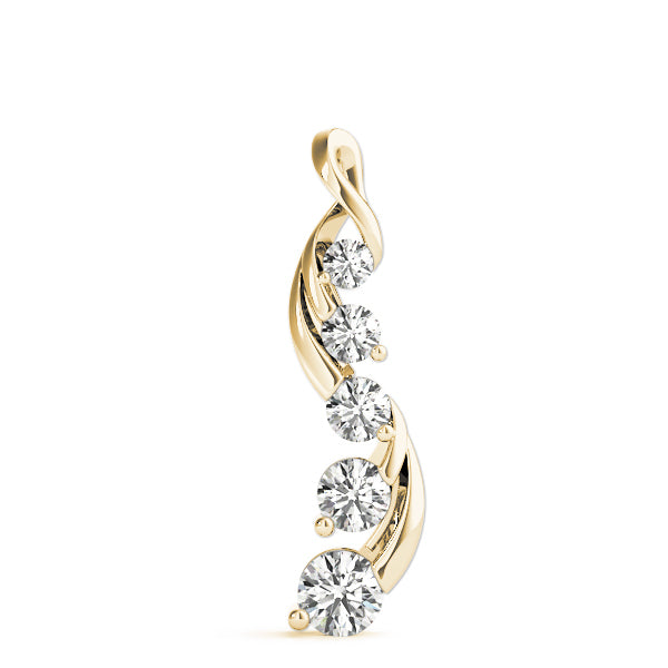 14K Yellow Gold Round Diamond Journey Pendant