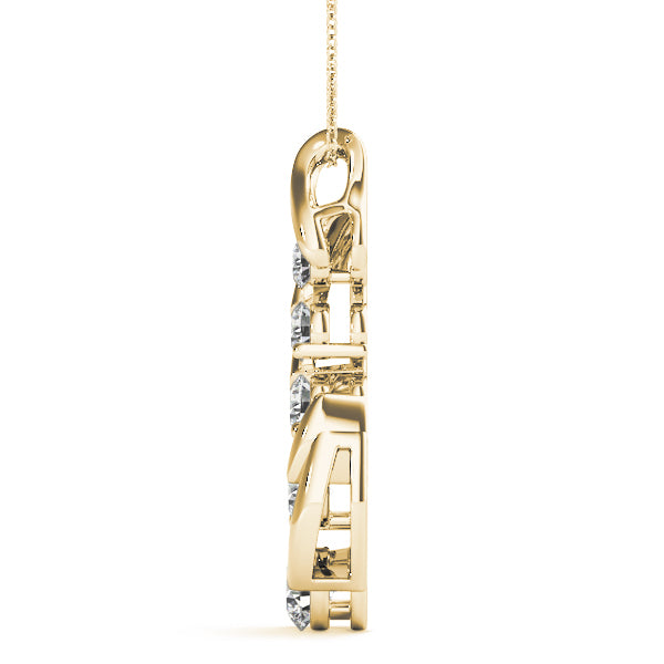 14K Yellow Gold Round Diamond Journey Pendant