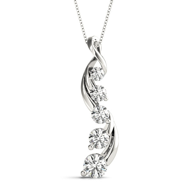 18K White Gold Diamond Journey Pendant