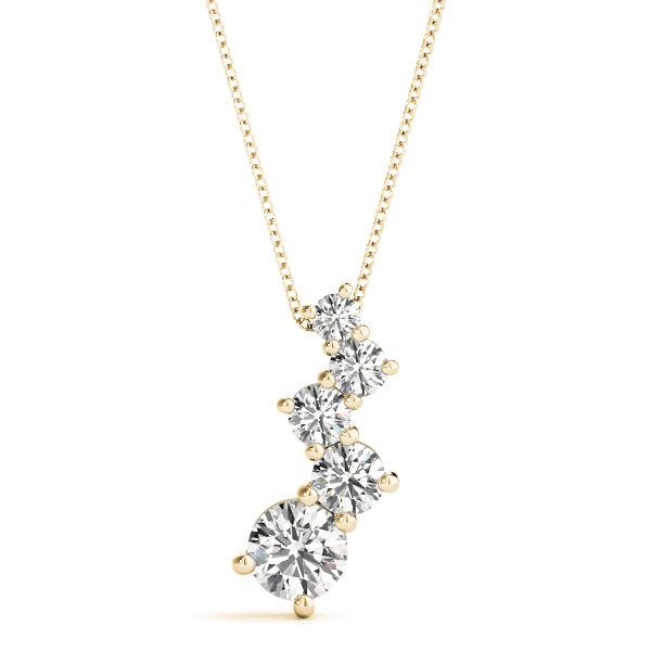 18K Yellow Gold Round Diamond Journey Pendant