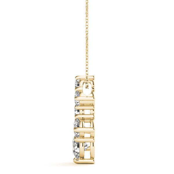 18K Yellow Gold Round Diamond Journey Pendant