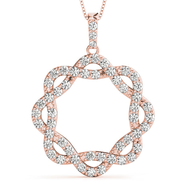 14K Rose Gold Diamond Circle Pendant