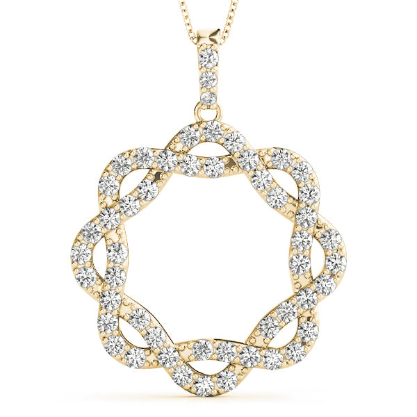 14K Yellow Gold Diamond Circle Pendant