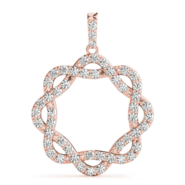 18K Rose Gold Round Diamond Circle Pendant