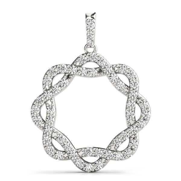 18K White Gold Round Diamond Circle Pendant