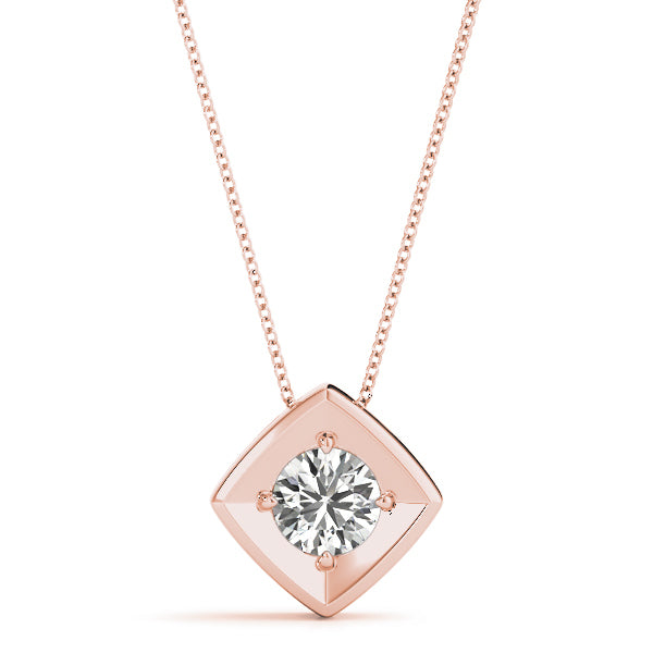 1 CT Lab Diamond Rose Gold Solitaire Pendant