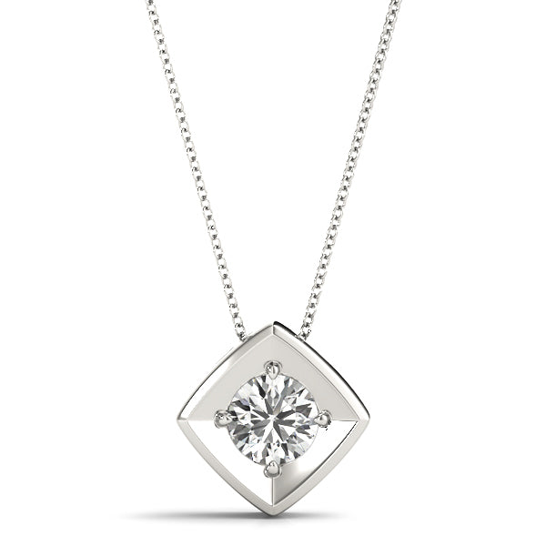 1 CT Lab Diamond White Platinum Solitaire Pendant